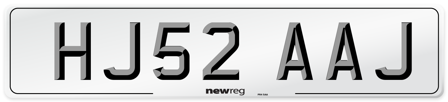 HJ52 AAJ Number Plate from New Reg